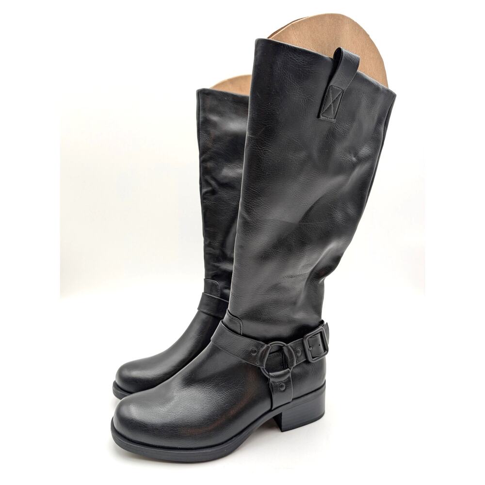 B.O.C Raena Knee High Harness Boots Side Zip Women's Black Size US6.5M EU37